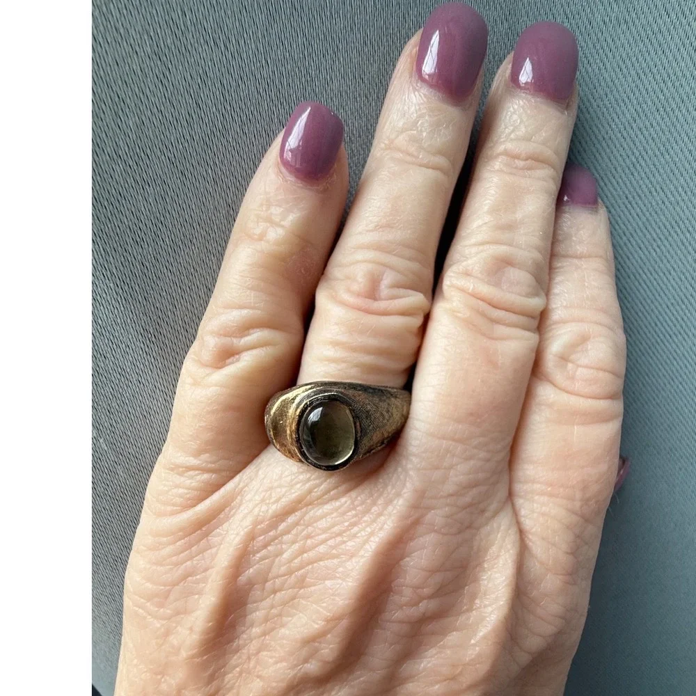 Van Dell Karatclad 18K HGE — higher quality VTG  gold‎ electroplate 8 cat's eye
